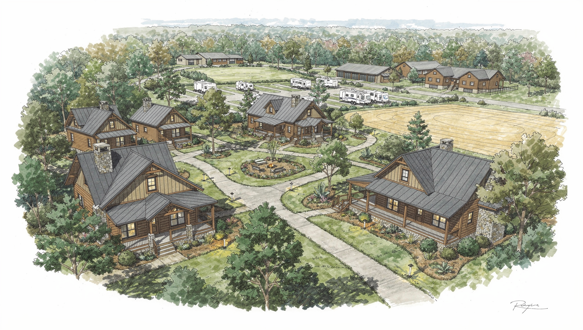 Architectural concept illustration of future cabins at CR 91